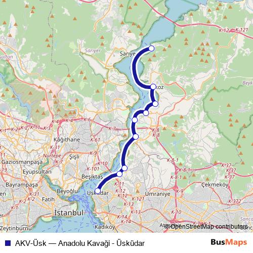 AKV-Üsk ferry Line Map