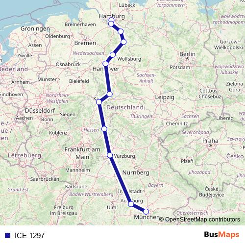 ICE 1297 rail Line Map