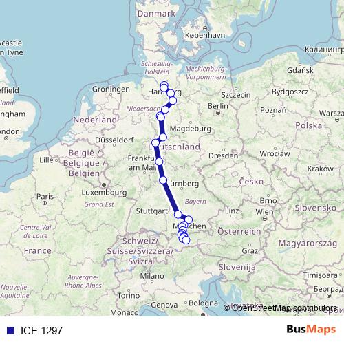 ICE 1297 rail Line Map