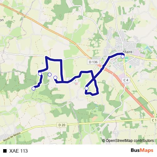 XAE 113 bus Line Map