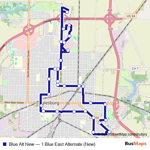 Blue Alt New bus Line Map