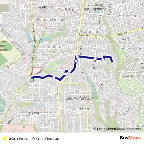 woro woro : Zoo ↔ Zinssou bus Line Map