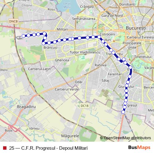 25 tram Line Map