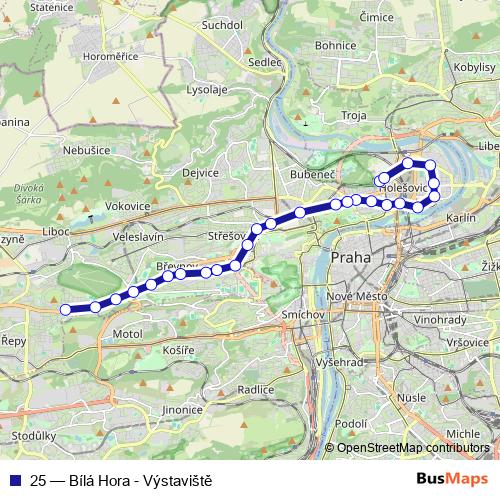 25 tram Line Map