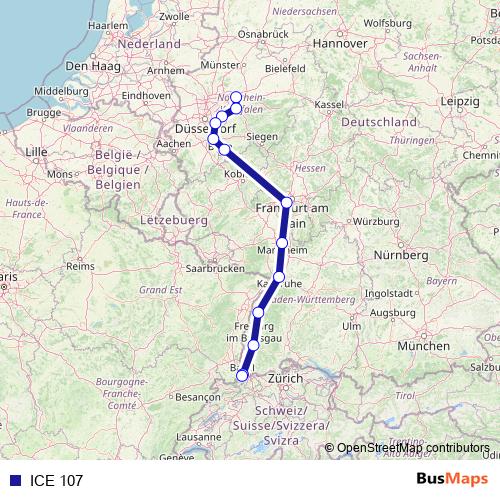 ICE 107 rail Line Map