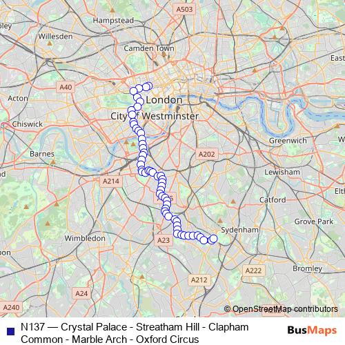 N137 bus Line Map