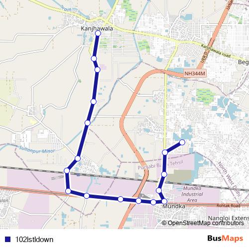 102lstldown bus Line Map