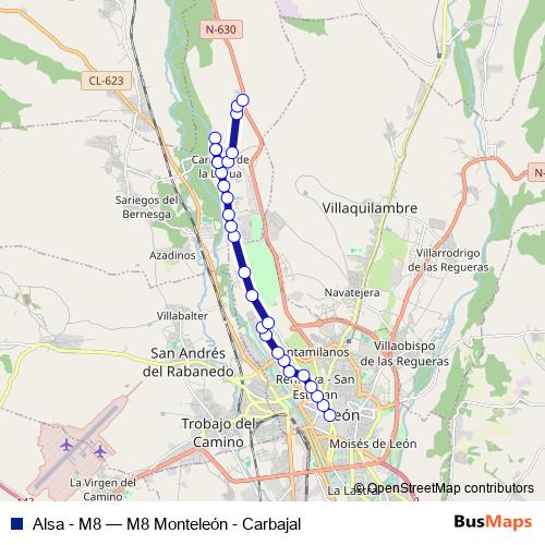 Alsa - M8 bus Line Map