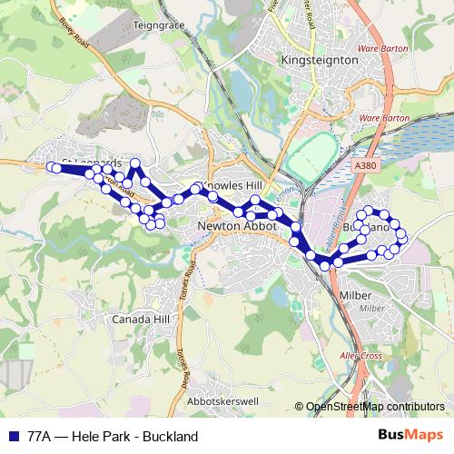 77A bus Line Map
