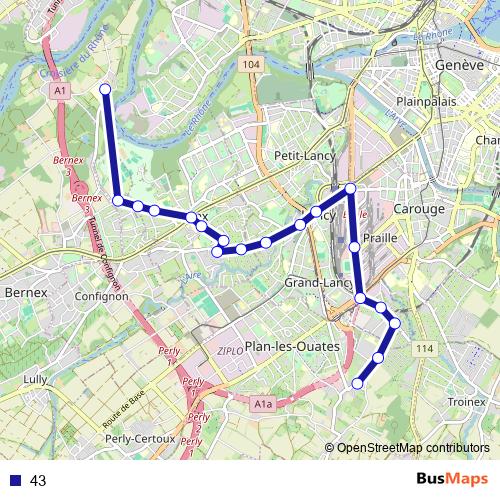 43 bus Line Map