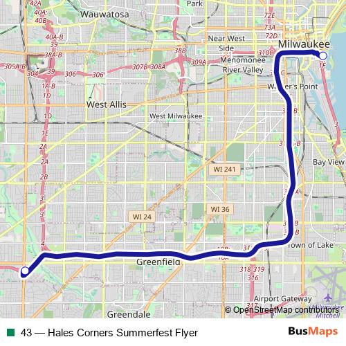 43 bus Line Map