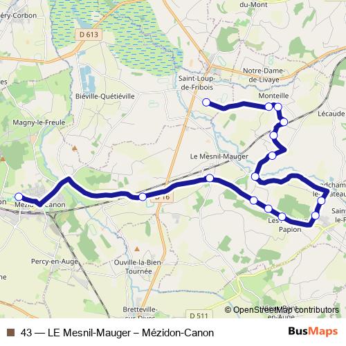 43 bus Line Map