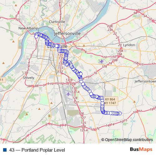 43 bus Line Map