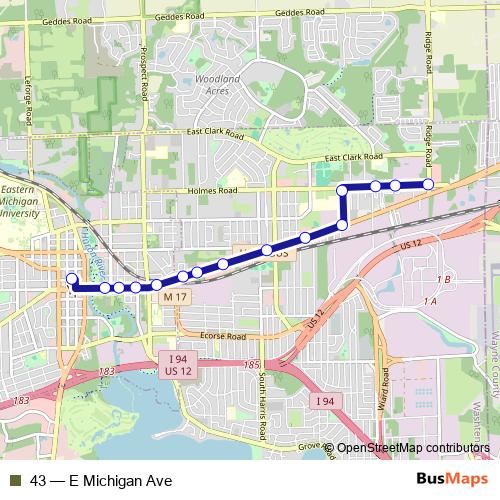 43 bus Line Map