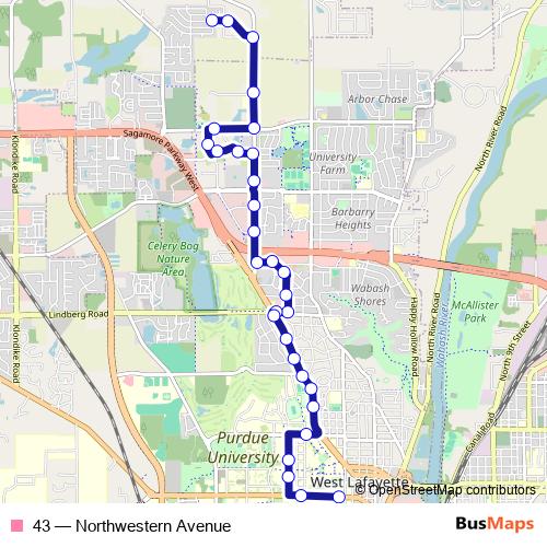 43 bus Line Map