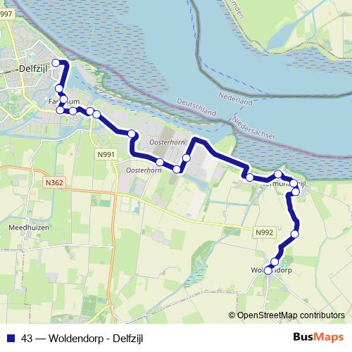 43 bus Line Map