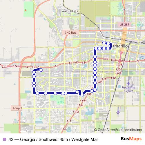 43 bus Line Map