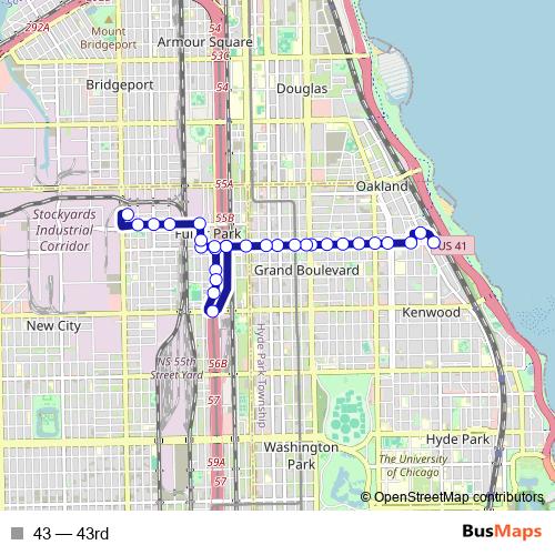 43 bus Line Map