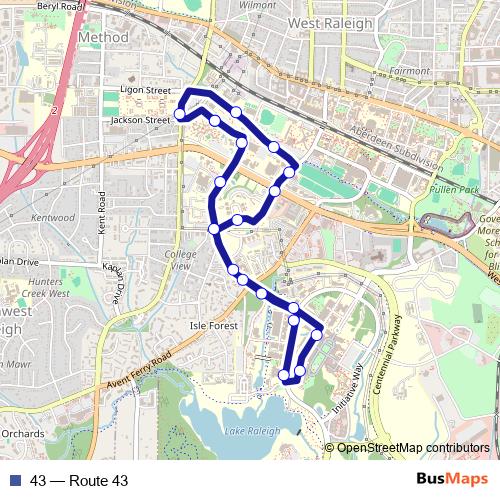 43 bus Line Map