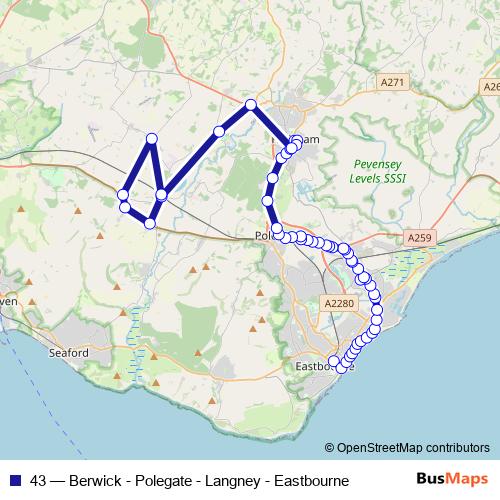 43 bus Line Map
