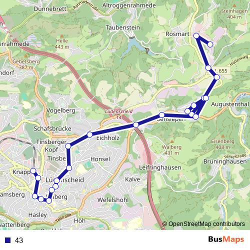 43 bus Line Map