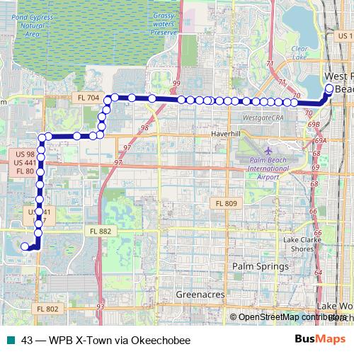 43 bus Line Map
