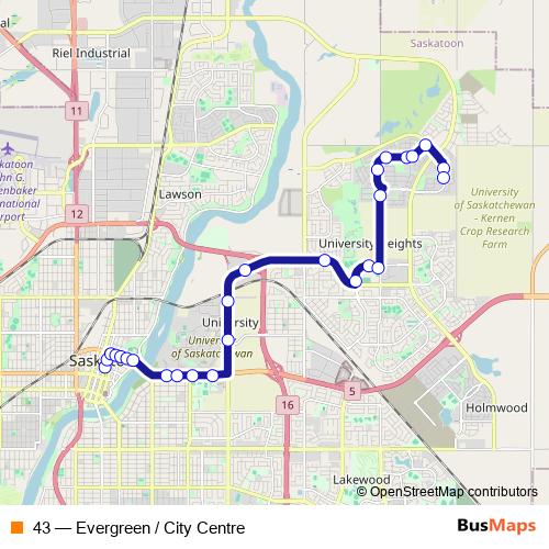43 bus Line Map