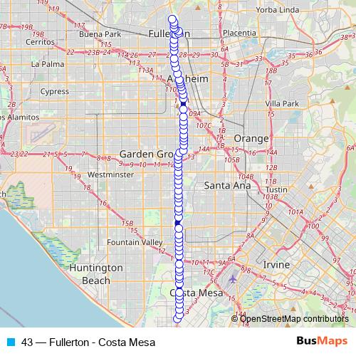 43 bus Line Map