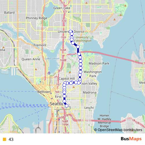 43 bus Line Map