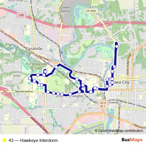 43 bus Line Map