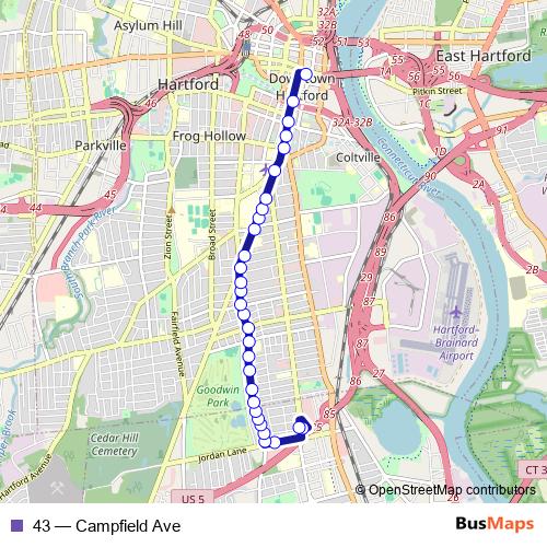 43 bus Line Map