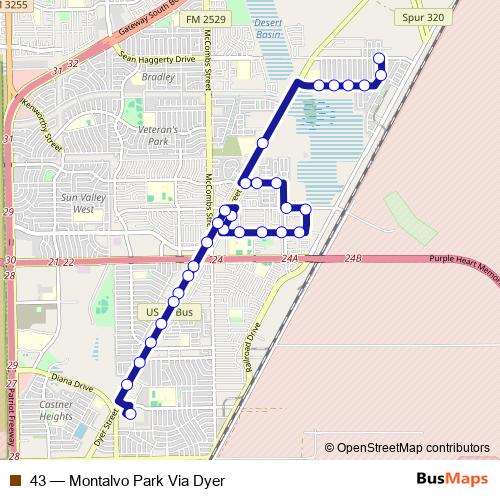43 bus Line Map