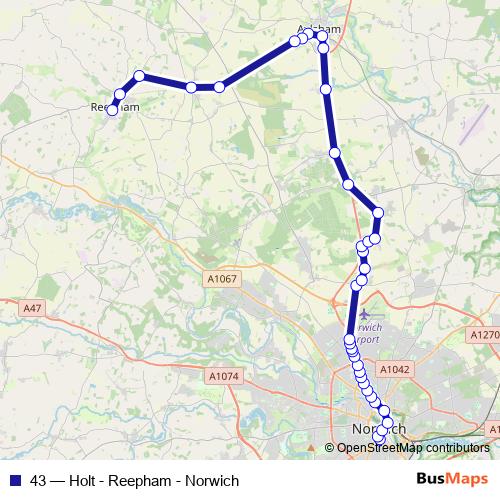 43 bus Line Map