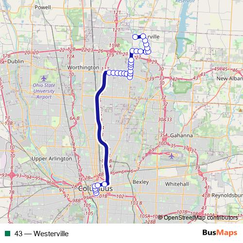 43 bus Line Map