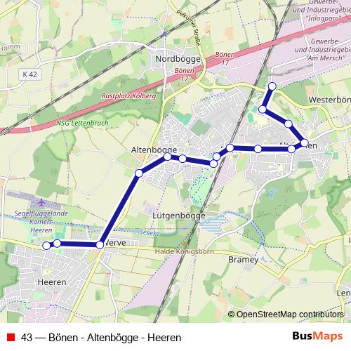 43 bus Line Map