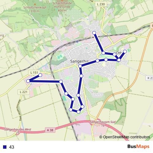 43 bus Line Map