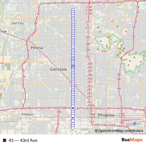 43 bus Line Map