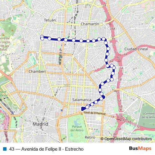 43 bus Line Map