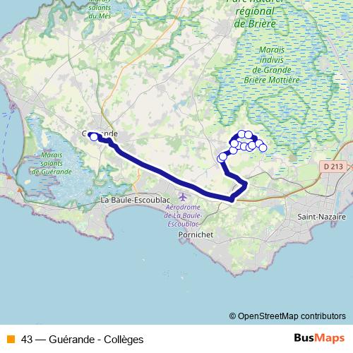 43 bus Line Map