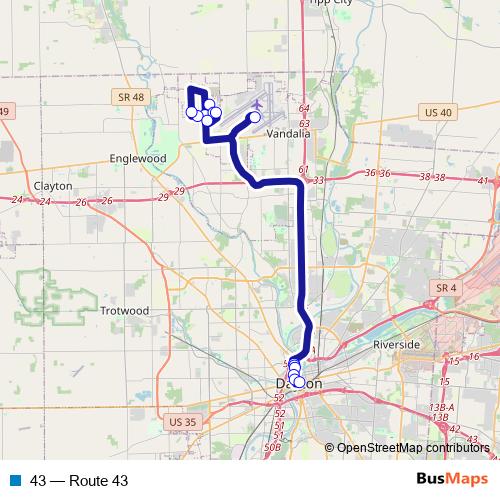 43 bus Line Map
