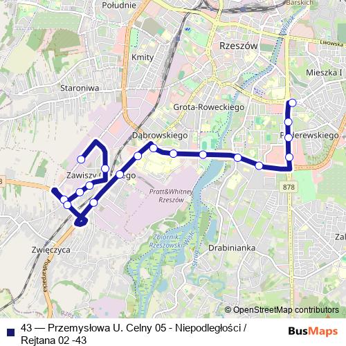 43 bus Line Map