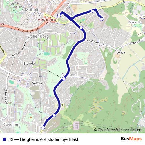 43 bus Line Map