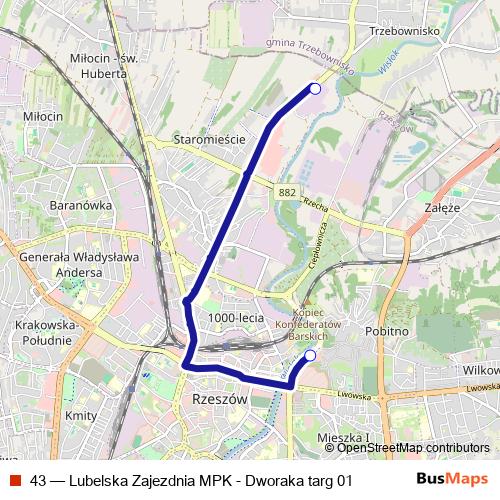 43 bus Line Map
