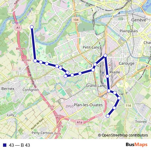 43 bus Line Map