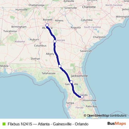 Flixbus N2415 bus Line Map