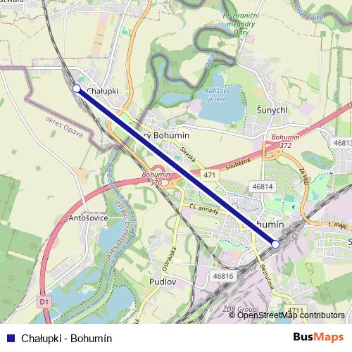 Chałupki - Bohumín rail Line Map