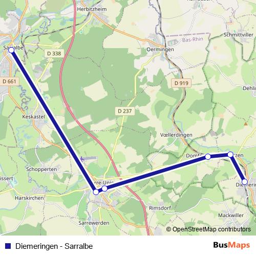 Diemeringen - Sarralbe bus Line Map
