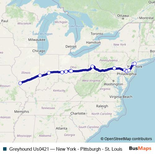 Greyhound Us0421 bus Line Map