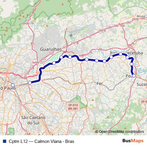 Cptm L12 rail Line Map