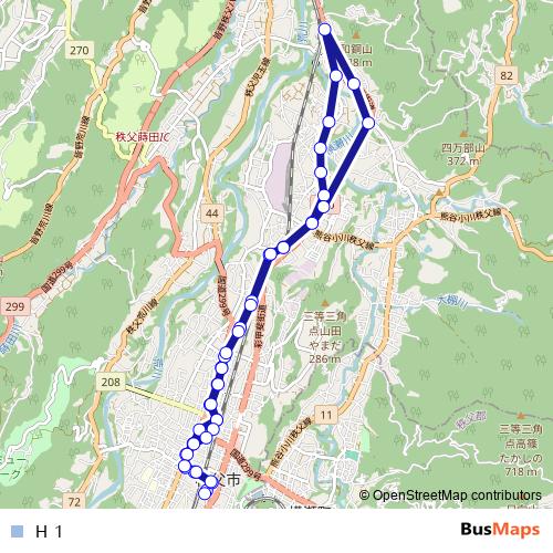 Ｈ１ bus Line Map